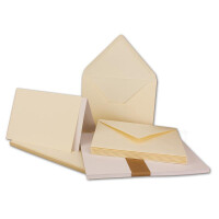 25 x Faltkarten-Set DIN A5/C5 - Vanille + Umschläge + Einlegeblätter - PREMIUM QUALITÄT - sehr formstabil - für Drucker geeignet
