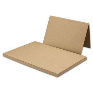25 x Faltkarten-Set DIN A5/C5 - Sandbraun + Umschläge + Einlegeblätter - PREMIUM QUALITÄT - sehr formstabil - für Drucker geeignet