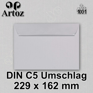 ARTOZ 25x Briefumschläge DIN C5 Grau (Lichtgrau) - 229 x 162 mm Kuvert ohne Fenster - Umschläge selbstklebend haftklebend - Serie Artoz 1001