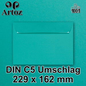 ARTOZ 75x Briefumschläge DIN C5 Grün (Tropical Green) - 229 x 162 mm Kuvert ohne Fenster - Umschläge selbstklebend haftklebend - Serie Artoz 1001