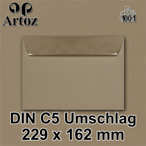 ARTOZ 250x Briefumschläge DIN C5 Braun (Taupe) - 229 x 162 mm Kuvert ohne Fenster - Umschläge selbstklebend haftklebend - Serie Artoz 1001