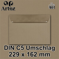 ARTOZ 250x Briefumschläge DIN C5 Braun (Taupe) - 229 x 162 mm Kuvert ohne Fenster - Umschläge selbstklebend haftklebend - Serie Artoz 1001