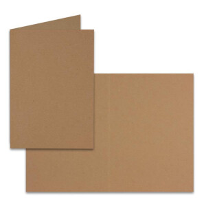 75 x Faltkarten-Set DIN A5 - Sandbraun Kraftpapier  inkl. Umschlägen DIN C5 und passenden Einlegeblättern in Weiß - blanko Klappkarten 14,8 x 21 cm