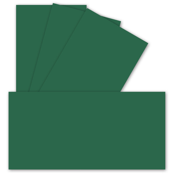 300 Einzel-Karten DIN Lang - 9,9 x 21 cm - 240 g/m² - Dunkelgrün - Bastelpapier - Tonkarton - Ideal zum bedrucken für Grußkarten und Einladungen