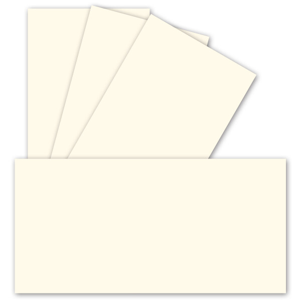 25 Einzel-Karten DIN Lang - 9,9 x 21 cm - 240 g/m² - Naturweiss - Bastelpapier - Tonkarton - Ideal zum bedrucken für Grußkarten und Einladungen