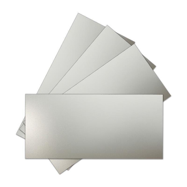25 Einzel-Karten DIN Lang - 10,5 x 21 cm - 250 g/m² - Silber Metallic - Ton-Papier Qualität, Bastel-Karten - Bastelkarton - blanko Karte