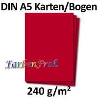 50 DIN A5 Papier-bögen Planobogen - Rosenrot - 240 g/m² - 14,8 x 21 cm - Bastelbogen Ton-Papier Fotokarton Bastel-Papier Ton-Karton - FarbenFroh