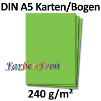 200 DIN A5 Einzelkarten Papierbögen - Hellgrün - 240 g/m² - 14,8 x 21 cm - Bastelbogen Tonpapier Fotokarton Bastelpapier Tonkarton - FarbenFroh
