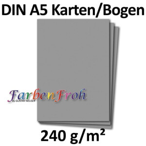 150 DIN A5 Einzelkarten Papierbögen - Graphit - 240 g/m² - 14,8 x 21 cm - Bastelbogen Tonpapier Fotokarton Bastelpapier Tonkarton - FarbenFroh