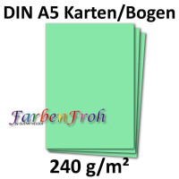 100 DIN A5 Einzelkarten Papierbögen - Mintgrün - 240 g/m² - 14,8 x 21 cm - Bastelbogen Tonpapier Fotokarton Bastelpapier Tonkarton - FarbenFroh