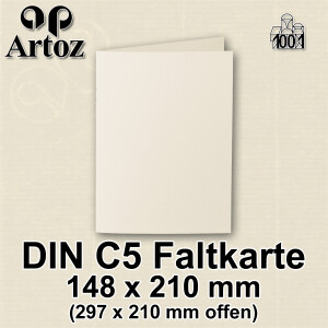 ARTOZ 250x DIN A5 Faltkarten - Chamois (Creme) gerippt 148 x 210 mm Klappkarten hochdoppelt - Blanko Doppelkarte mit 220 g/m² edle Egoutteur-Rippung