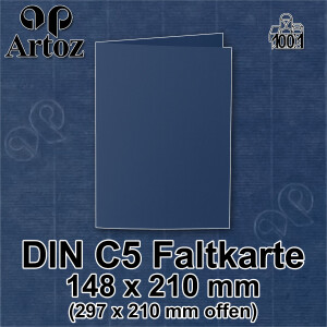 ARTOZ 150x DIN A5 Faltkarten - classic blue (Blau) gerippt 148 x 210 mm Klappkarten hochdoppelt - Blanko Doppelkarte mit 220 g/m² edle Egoutteur-Rippung
