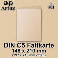 ARTOZ 15x DIN A5 Faltkarten - Baileys (Creme) gerippt 148 x 210 mm Klappkarten hochdoppelt - Blanko Doppelkarte mit 220 g/m² edle Egoutteur-Rippung