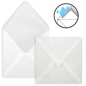 100x Quadratische Briefumschläge in Transparent Weiß - 15,5 x 15,5 cm - ohne Fenster, mit Nassklebung - 92 g/m² - Für Einladungskarten zu Hochzeit, Geburtstag und mehr - Serie FarbenFroh