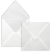 Quadratische Brief-Umschläge ohne Fenster in Transparent Weiß - 250 Stück - 15 x 15 cm - Nassklebung - Für Hochzeits-Karten, Einladungskarten und mehr - Serie FarbenFroh
