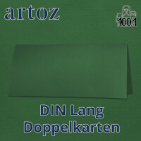 ARTOZ 25x DIN Lang Faltkarten - Grün (Racing Green) gerippt 210 x 105 mm Klappkarten - Blanko Doppelkarte mit 220 g/m² edle Egoutteur-Rippung