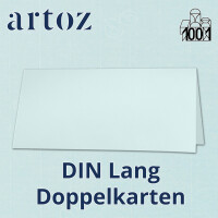 ARTOZ 25x DIN Lang Faltkarten - Blau (Himmelblau) gerippt 210 x 105 mm Klappkarten - Blanko Doppelkarte mit 220 g/m² edle Egoutteur-Rippung