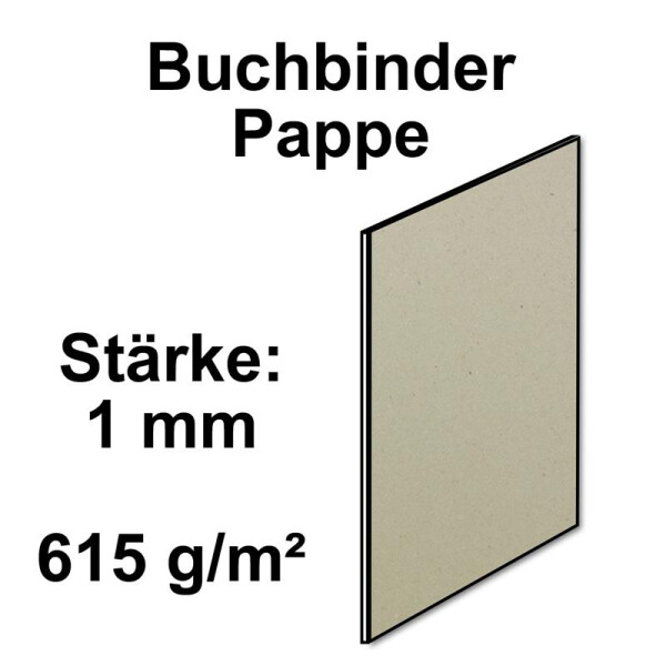 Buchbinderpappe grau/schwarz - verschiedene Größen  - 1,0 mm Stärke - Grammatur: 615 g/m² - NEUSER PAPIER