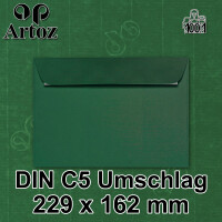 ARTOZ 50x Briefumschläge DIN C5 Grün (Racing Green) - 229 x 162 mm Kuvert ohne Fenster - Umschläge selbstklebend haftklebend - Serie Artoz 1001
