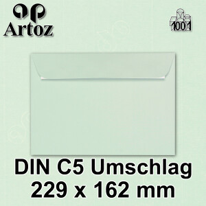 ARTOZ 150x Briefumschläge DIN C5 Grün (Mint) - 229 x 162 mm Kuvert ohne Fenster - Umschläge selbstklebend haftklebend - Serie Artoz 1001