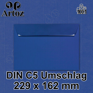 ARTOZ 250x Briefumschläge DIN C5 Blau (Royal) - 229 x 162 mm Kuvert ohne Fenster - Umschläge selbstklebend haftklebend - Serie Artoz 1001