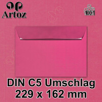 ARTOZ 300x Briefumschläge DIN C5 Pink (Fuchsia) - 229 x 162 mm Kuvert ohne Fenster - Umschläge selbstklebend haftklebend - Serie Artoz 1001