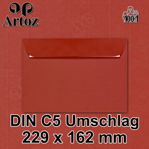 ARTOZ 75x Briefumschläge DIN C5 Rot (Feuerrot) - 229 x 162 mm Kuvert ohne Fenster - Umschläge selbstklebend haftklebend - Serie Artoz 1001