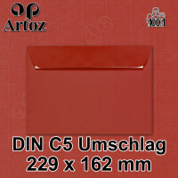 ARTOZ 400x Briefumschläge DIN C5 Rot (Feuerrot) - 229 x 162 mm Kuvert ohne Fenster - Umschläge selbstklebend haftklebend - Serie Artoz 1001
