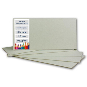 50 Stück Buchbinderpappe DIN Lang - Stärke 1,5 mm ( 0,15 cm ) - Grammatur: 920 g/m² - Format: 11 x 22 cm - Farbe: Grau-Braun
