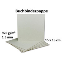 20 Stück Buchbinderpappe Quadratisch - Stärke 1,5 mm ( 0,15 cm ) - Grammatur: 920 g/m² - Format: 15 x 15 cm - Farbe: Grau-Braun