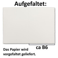 150x B6 Vintage Falt-Blätter, Bütten-Papier, 108 x 175 mm - Natur-Weiß 105 g/m²