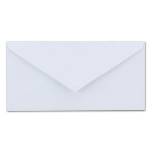 50x Stück Karte mit Umschlag Set Einzel-Karten Din Lang 9,9 x 21 cm Hochweiß mit Brief-Umschlägen DIN Lang 11 x 22 cm Hochweiß Nassklebung