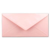 50x Stück Karte mit Umschlag Set Einzel-Karten Din Lang 9,9 x 21 cm Rosa mit Brief-Umschlägen DIN Lang 11 x 22 cm Rosa Nassklebung