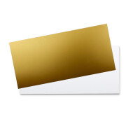 50x Stück Karte mit Umschlag Set Einzel-Karten Din Lang 9,9 x 21 cm Gold Metallic mit Brief-Umschlägen DIN Lang 11 x 22 cm Gold Metallic Nassklebung