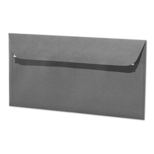 ARTOZ 150 x Briefumschläge DIN LANG - Farbe: granite (dunkelgrau) - 11,4 x 22,4 cm - mit Haftklebung und Abziehstreifen - Serie Greenline