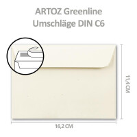 ARTOZ 75 x Briefumschläge DIN C6 - Farbe: tortilla (creme / Eierschalen) - 11,4 x 16,2 cm - mit Haftklebung und Abziehstreifen - Serie Greenline