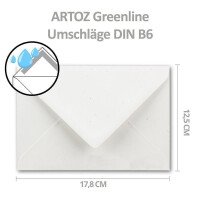 ARTOZ 75 x Briefumschläge DIN B6 - Farbe: birch (weiß / cremeweiss) - 12,5 x 17,8 cm - mit Nassklebung und Gummierung - Serie Greenline
