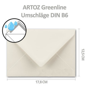 ARTOZ 200 x Briefumschläge DIN B6 - Farbe: tortilla (creme / Eierschalen) - 12,5 x 17,8 cm - mit Nassklebung und Gummierung - Serie Greenline