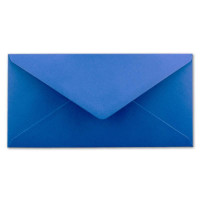 75x Stück Karte mit Umschlag Set Einzel-Karten Din Lang 9,9 x 21 cm Hochweiß mit Brief-Umschlägen DIN Lang 11 x 22 cm Royalblau Nassklebung