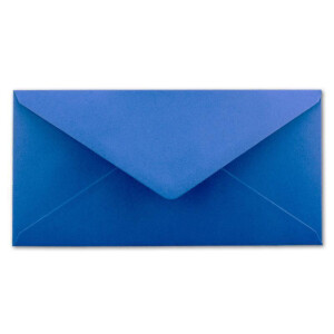 300x Stück Karte mit Umschlag Set Einzel-Karten Din Lang 9,9 x 21 cm Hochweiß mit Brief-Umschlägen DIN Lang 11 x 22 cm Royalblau Nassklebung