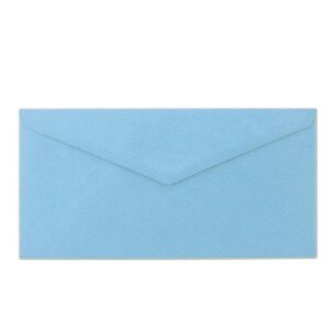 200x Stück Karte mit Umschlag Set Einzel-Karten Din Lang 9,9 x 21 cm Hochweiß mit Brief-Umschlägen DIN Lang 11 x 22 cm Hellblau Nassklebung