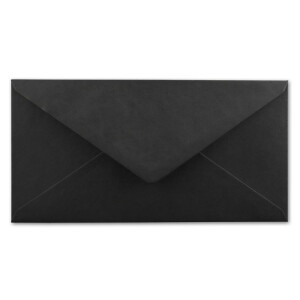 250x Stück Karte mit Umschlag Set Einzel-Karten Din Lang 9,9 x 21 cm Hochweiß mit Brief-Umschlägen DIN Lang 11 x 22 cm Schwarz Nassklebung