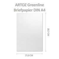 ARTOZ 500 x Briefbogen DIN A4 ohne Falz - Farbe: birch (Weiß) - 21 x 29,7 cm - 118 g/m² - Einzelkarten - Einladungs-Karten - Serie Green-Line