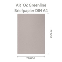 ARTOZ 100 x Briefbogen DIN A4 ohne Falz - Farbe: beech (Hellgrau) - 21 x 29,7 cm - 104 g/m² - Einzelkarten - Einladungs-Karten - Serie Green-Line