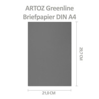 ARTOZ 100x Briefbogen DIN A4 ohne Falz - Farbe: granite (Grau) - 21x29,7 cm - 118 g/m² - Einzelkarten - Einladungs-Karten - Serie Green-Line