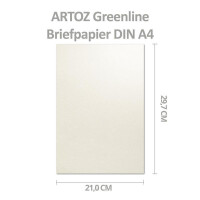 ARTOZ 150x Briefbogen DIN A4 ohne Falz - Farbe: tortilla (Creme) - 21x29,7 cm - 118 g/m² - Einzelkarten - Einladungs-Karten - Serie Green-Line