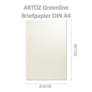 ARTOZ 200x Briefbogen DIN A4 ohne Falz - Farbe: tortilla (Creme) - 21x29,7 cm - 118 g/m² - Einzelkarten - Einladungs-Karten - Serie Green-Line