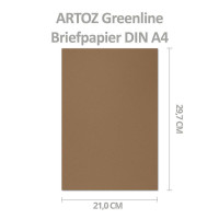 ARTOZ 75x Briefbogen DIN A4 ohne Falz - Farbe: grocer kraft (Dunkelbraun) - 21x29,7 cm - 104 g/m² - Einzelkarten Einladungskarten - Serie Green-Line