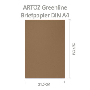 ARTOZ 150x Briefbogen DIN A4 ohne Falz - Farbe: grocer kraft (Dunkelbraun) - 21x29,7 cm - 104 g/m² - Einzelkarten Einladungskarten - Serie Green-Line