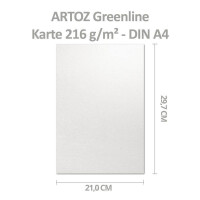 ARTOZ 100x Bastelkarte DIN A4 - Farbe: birch (weiß / cremeweiss) - 21 x 29,7 cm - 216 g/m² - Einzelkarte ohne Falz - dickes Bastelpapier - Serie Green-Line